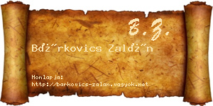 Bárkovics Zalán névjegykártya